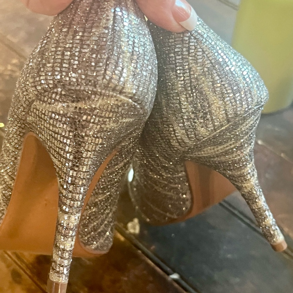 Kelly & Katie Glittering Silver Heels